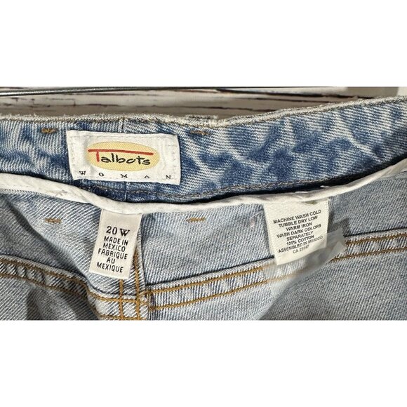 Talbots Woman Jeans Sz 20 W Plus Light Blue Wash High Rise Cotton Mom Straight - Picture 7 of 7